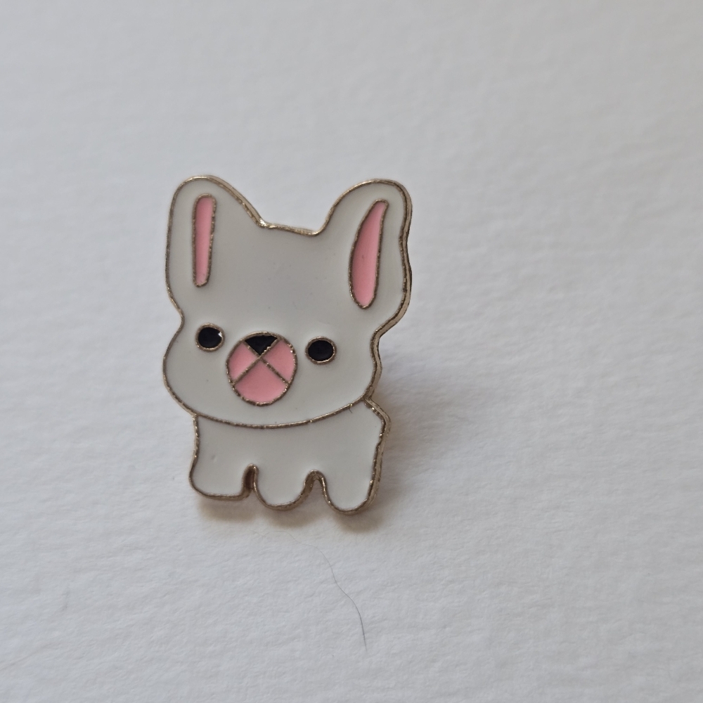 Cute White & Pink Dog Enamel Pin